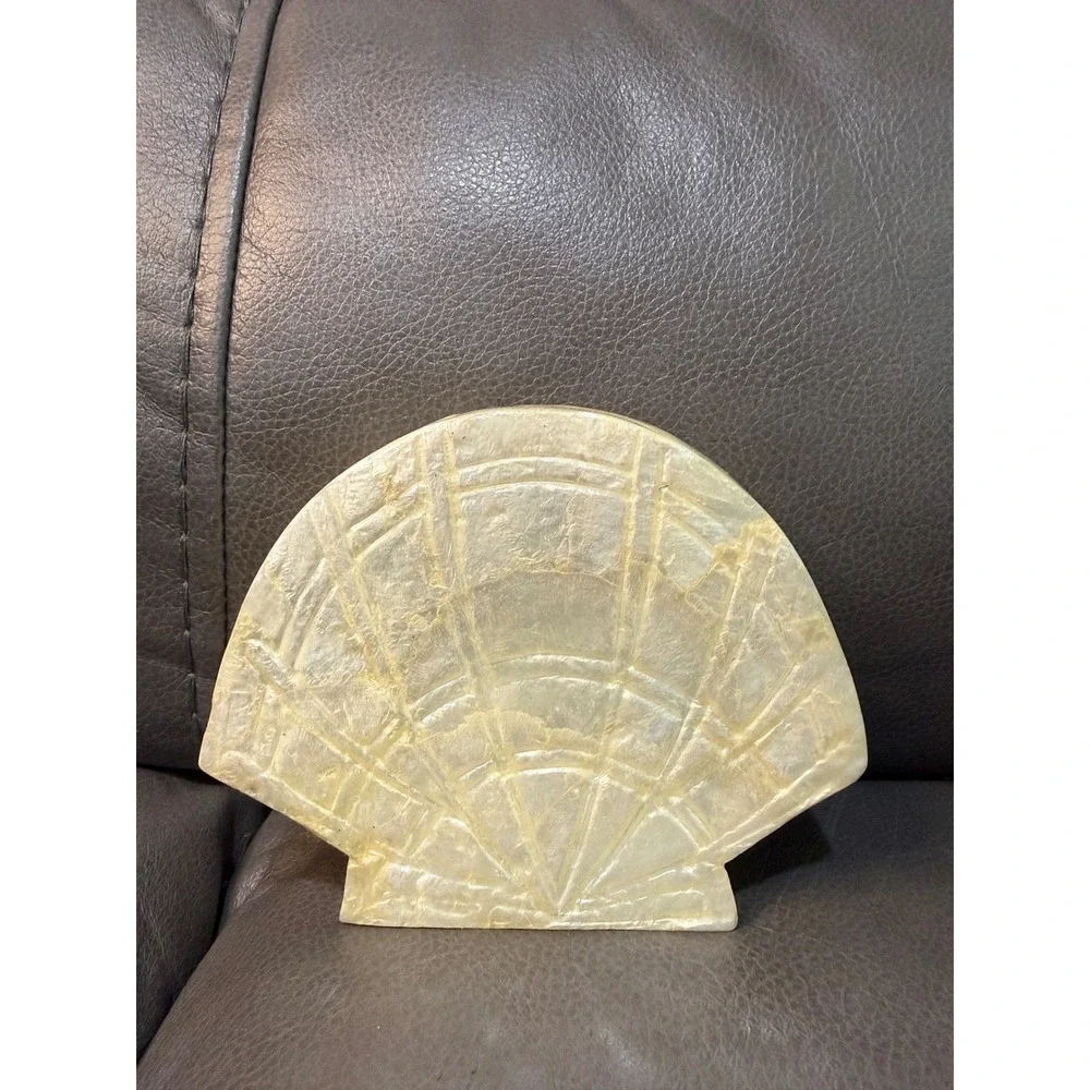 Lillian Vernon Vintage Capiz Shell Coasters Set of 6 with‎ Holder 8259